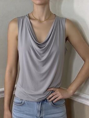 🩷 5 for $20! Sleeveless Draped Cowl Neck Camisole - Gray
